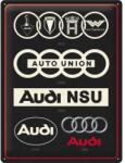 Nostalgic Art Germany Placă 30 x 40 - Audi - Logo Evolution - Evolutia Siglei (2027)