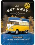 Nostalgic Art Germany Placă metalică 15 x 20 - Vw Bulli - Le'S Get Away Night - Hai Sa O Intindem - Fundal de Noapte (1924)