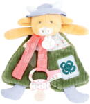 Doudou Văcuță de pluș cu clemă pentru suzetă Aneth the Cow In my Garden Dummy Holder Doudou et Compagnie în ambalaj cadou 19 cm de la 0 luni (DC4320)