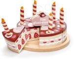 Tender Leaf Tort de ciocolată din lemn Chocolate Birthday Cake Tender Leaf Toys 6 felii cu 6 lumânări pe farfurie (TL8283) Bucatarie copii
