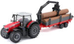 Bburago Massey Ferguson 8740S traktor darus utánfutóval - 1: 50 méretarányú fém modell