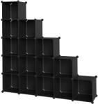 SONGMICS 15 kockás tárolóegység, műanyag cipőtartó, fekete (LPC44BK) - tutihome