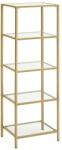 VASAGLE Üveg állópolc 40x 124, 5x30 cm, könyvespolc, arany (LGT029A01) - tutihome