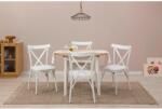 ASIR GROUP Étkezőgarnitúra(Kihúzható asztal, szék) (5 db) Oliver - Fehér, Tölgy (869VEL8707)