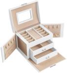 SONGMICS Ékszerdoboz, zárható ékszertartó, 2 fiókkal, fehér (JBC154W01) - tutihome