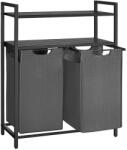 VASAGLE Szennyeskosár 2 rekeszes, szennyestartó 2 polccal, fekete (BLH211G01) - tutihome