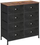 SONGMICS Szövet komód 8 fiókos, 80 x 81, 5 x 30 cm, rusztikus barna és fekete (LVT24H)