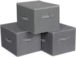 SONGMICS Összecsukható tárolódobozok fedéllel 3 db-os, szürke (RYZB03G)