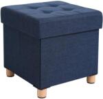 SONGMICS Összecsukható vászon puff tárolóval, sötétkék, 38x38x40 cm (LSF14IN)