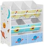 SONGMICS Játékrendező, könyvespolc 7 db tárolódobozzal, fehér (GKR034W01)