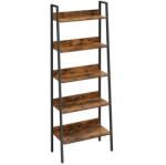 VASAGLE Létrapolc, 5 szintes keskeny könyvespolc, rusztikus barna (LLS067B01)