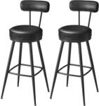 VASAGLE EKHO 360°-ban forgatható bárszék 2 darabos szett, 76 cm magas, tintafekete színben (LBC889B01V1)