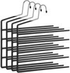SONGMICS Nadrágtartó akasztók, 5 sávos ruhaakasztók, 4 darabos készlet, fekete (CRI034B02) - tutihome