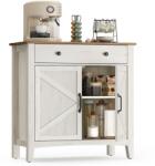 VASAGLE Tálalószekrény magasságban állítható polccal, 40 x 80 x 80 cm, fehér és mézbarna (BBK341W01) - tutihome