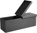 SONGMICS Összecsukható vászon pad tárolóval, felnyíló fedéllel, sötétszürke, 110x38x38 cm (LSF76GYZ)