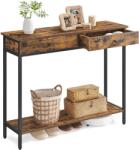 VASAGLE konzolasztal, kanapéasztal 2 fiókkal, vintage barna-fekete színben (LNT015B01V1) - tutihome
