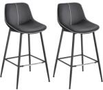 VASAGLE bárszékek 2 db-os szett, ergonomikus háttámlával, műbőr kárpitozással, 73 cm magas, tintafekete (LBC888B01)