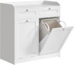 VASAGLE Fürdőszobai szekrény szennyeskosarakkal 40×78, 9×80, 2 cm, felhőfehér színben (BBC751W01) - tutihome