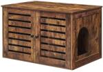 Feandrea Macskaház alomtálcához, alomdoboz ajtókkal, rusztikus barna és fekete | FEANDREA (PCL003X01)