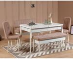 ASIR GROUP Étkezőgarnitúra(Kihúzható asztal, szék) (5 db) Vina Fehér Stone (869VEL5174)
