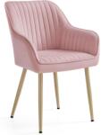 SONGMICS Étkezőszék bársony, kárpitozott konyhai szék karfával, pasztell rózsaszín (LDC087R01)