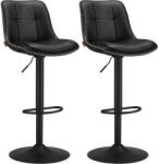 VASAGLE 2 db állítható magasságú bárszék szett, 44 x 48 x (90-112) cm, fekete színű (LJB095B01) - tutihome