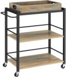 VASAGLE Konyhai kiszolgáló kocsi kivehető tálcával, 3 szintes zsúrkocsi, türkizbarna és fekete (LRC072K60)