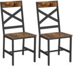 VASAGLE Étkezőszékek, 2db-os konyhai székkészlet, rusztikus barna és fekete (LDC094B01) - tutihome