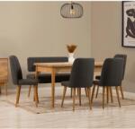 ASIR GROUP Étkezőgarnitúra(Kihúzható asztal, szék) (6 db) Vina - Atlanti fenyő, Antracit (869VEL8755)