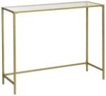 VASAGLE Üveg konzolasztal 100x80x35 cm, asztal állítható lábakkal, arany (LGT26G) - tutihome