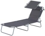 Outsunny Napozóágy összecsukható napvédővel szürke 187 x 58 x 36 cm (84B-001GY)