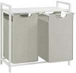 VASAGLE Szennyeskosár 2 rekesszel, fém kerettel, fehér és szürke színben (BLH201W01) - tutihome