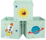 SONGMICS tárolódobozok 3 db-os szett, Játékrendező dobozok 30 x 30 x 30 cm, zöld (RFB001G03)