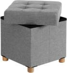 SONGMICS Összecsukható vászon puff tárolóval, szürke, 38x38x40 cm (LSF14GYX)