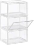 SONGMICS Cipősdobozok, 3 db egymásra rakható cipőszervező átlátszó ajtóval (LSP03CW)