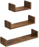 SONGMICS Lebegő polckészlet 3 db fali polcok, 30/45/60CM, rusztikus barna (LWS066T01)
