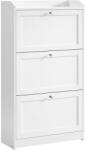 VASAGLE Cipős szekrény 3 kihajtható fiókkal, cipőtároló szekrény, 60 x 108 x 24 cm, felhőfehér (LBC036W01)