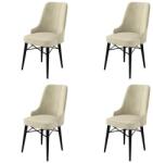 ASIR GROUP Étkezőszék szett (4 db) Pare - Krém, Fekete (240CHR1505)