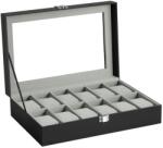 SONGMICS Óradoboz 12 rekeszes, bársony béléssel (JWB12BK) - tutihome