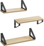 VASAGLE Fali polc, lebegő polc, 3 darabos készlet, tölgy-fekete (LWS033B11)