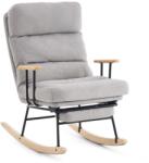 VASHOME Hintaszék fa lábakkal, plüss szövettel, 4 fokozatban állítható háttámlával, Szürke színben (VH-LYY990G)