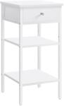 VASAGLE Éjjeliszekrény, magas kis asztal fiókkal és 2 tárolópolccal, fehér (LET502B14)
