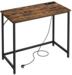 VASAGLE Irodai asztal, számítógépes asztal, LED lámpákkal, rusztikus barna-fekete (LWD141B81)