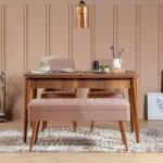 ASIR GROUP Étkezőgarnitúra(Kihúzható asztal, szék) (4 db) Vina 0900 - 3 - Dió, Stone (869VEL5325)