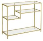 VASAGLE Konzolasztal, üvegasztal fém kerettel, arany szín (LGT022A61)
