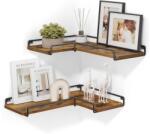 VASAGLE L alakú sarokpolcok, 2 fali polc készlet, rusztikus barna-fekete (LLS831B01)