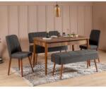 ASIR GROUP Étkezőgarnitúra(Kihúzható asztal, szék) (5 db) Vina 1053 - 4 - Antracit, Dió (869VEL5337)