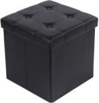 SONGMICS Összecsukható műbőr puff tárolóval, fekete, 38x38x38 cm (LSF30B)