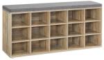 VASAGLE Cipőtartó pad, cipőpolc ülőfelülettel, 30×105×48 cm, türkizbarna-szürke (LHS015T60)