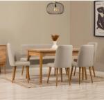 ASIR GROUP Étkezőgarnitúra(Kihúzható asztal, szék) (6 db) Vina - Atlanti fenyő, Krém (869VEL8757)